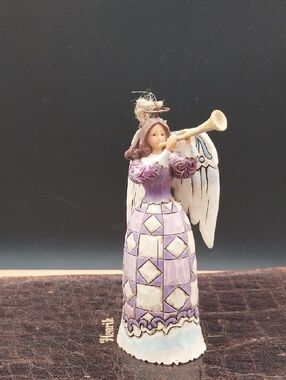 Jim Shore Heartwood Creek Angel Playing Horn Ornament 4014337D